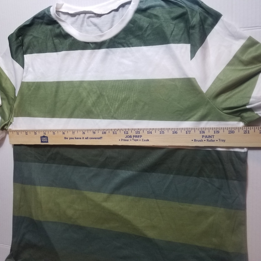 WOMEN'S GREEN AND WHITE STRIPED SHIRT SIZE XXL - Picture 6 of 8